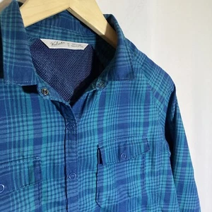 Woolrich Womens M Teal Plaid Vented Snap Button Long Sleeve Shirt Double Breast - Picture 1 of 7