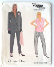 FF 34" Vintage 1980s Trouser Suit Sewing Pattern Christian Dior Vogue 1073