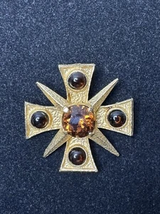 Ciondolo Spilla Croce Maltese Benedikt New York strass - Foto 1 di 12