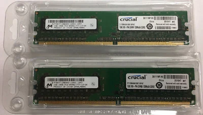 2GB 2x 1GB Crucial PC2-8500 DDR2 1066MHz CL7 CT12864AA1067 Desktop Memory UDIMM - Image 1 of 2
