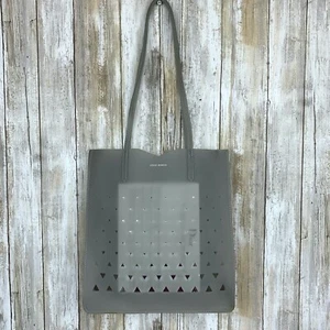 Neiman Marcus Gray Lazer Cutout Rubber Jelly Bag By Eddie Borgo  - Picture 1 of 9