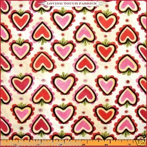 IN THE BEGINNING "MARZIPAN" VALENTINE HEARTS LOVE FABRIC 1/2 YD 18" X 44" - Picture 1 of 1