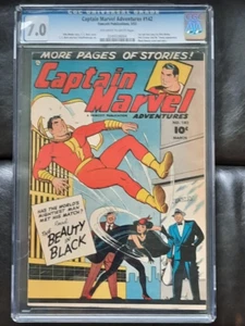 Captain Marvel Adventures 142 CGC 7.0 OW-W Pages 1953 Golden Age Black Beauty - Picture 1 of 3