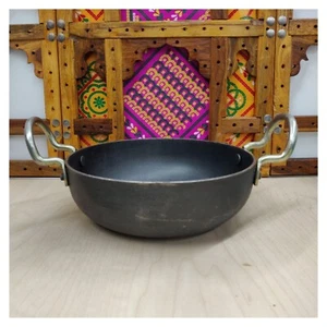 Sartén tradicional de hierro woks hecha a mano para freír profundo Kadai para cocinar kadhai indio - Imagen 1 de 5