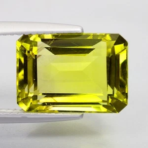7,81 Ct Romantico (13 x 9 mm) 100% Naturale Taglio Rettangolare Oro Verde Quarzo Limone - Foto 1 di 7
