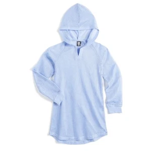 Ideology Girls Swimwear Coverup Dress L 10 12 Mesh Hood Long Sleeve Blue NWT - Picture 1 of 12