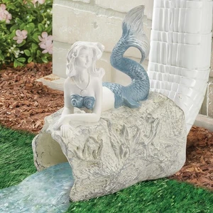 Mermaid Gutter Downspout Splash Block Statue, Garden Outdoor Animal Decor Scu... - Bild 1 von 7