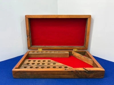 Vintage Wooden 1911 .45 ACP Cartridge Reloading Block & Storage Case – Red Felt - Image 1 of 4