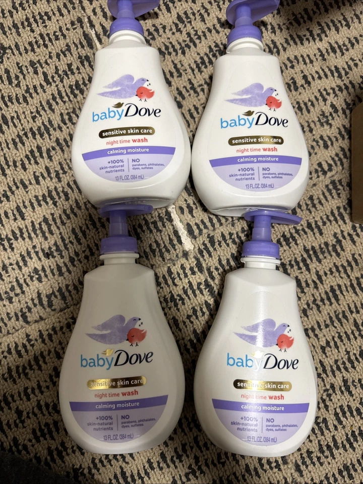 4-Baby Dove Cuidado de la Piel Sensible Bebé Noche Lavado/Hidratación Calmante 13 OZ Foto 1 de 1