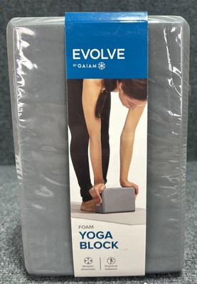 Bloque de yoga de espuma Evolve by Gaiam. Gris. 9"x6"x4" 100% Stretch Balance NUEVO Foto 1 de 3