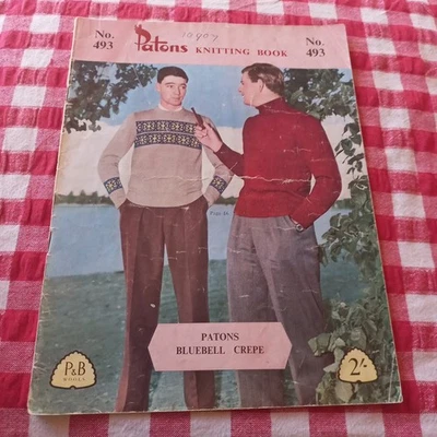😇 Patons 493 Knitting Pattern Book Mens Vintage Jumpers Cardigans Vests 20p *rd - image 1 of 4