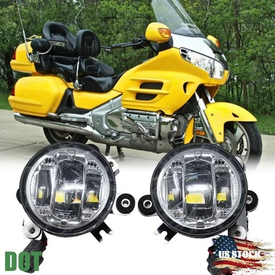 2X Chrome LED Fog Lights Plug and Play For Honda GL1800 Goldwing 1800 2002-2010 - Image 1 of 4