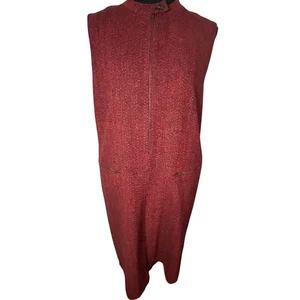 Vtg Harve Benard Jumper Dress 14P Red Herringbone 100% Wool Academia Knee Length - Picture 1 of 7