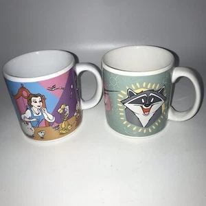 Disney Beauty And The Beast And Pocahontas Coffee Cups Vintage 90s Lot Of 2 - Picture 1 of 5