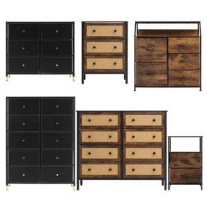 Fabric Chest of Drawers Cabinet Dresser Bedroom Bedside Storage Organizer Unit - Picture 1 of 71