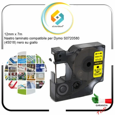 ACOLORISTORE Etichette adesive per cavi nastro dymo D1 45018 Labermanager 160 280 12mm x 7 m