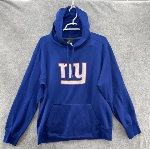 New York Giants Hoodie Nike Mens Large Blue Therma Fit Fleece NY NFL Sweatshirt Cover