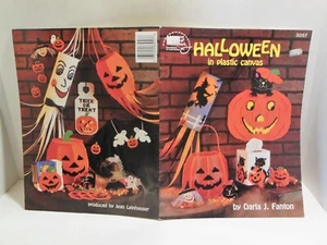 Halloween in Plastic Canvas PATTERNS Witch Ghosts Pumpkin Black Cat ASN 3057 - Picture 1 of 4