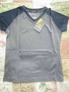 Easton Girls V-Neck Short Sleeve Raglan Shirt Navy/Charcoal Youth Medium - Picture 1 of 2