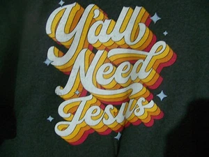 Y'all Need Jesus Herren X-Large Grafik T-Shirt kurzärmelig dunkelgrau NEU - Bild 1 von 5