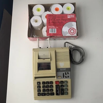 Sharp QS-2184 Calculating Machine Calculator 10 Paper Rolls- Needs Ribbon - Image 1 of 4