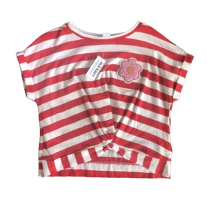 Old Navy Girls Striped Cropped Tee W/ Cap Sleeves and Twisted Front Size 8 (A2) - Picture 1 of 2