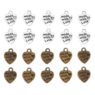 50St Metall Handmade with Love Herzform Etiketten Tags DIY Kleidung Nähzubehör