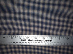 HOMESPUN TINY CHECKS NAVY BLUE & TAN 100% COTTON FABRIC 22X44 INCHES - Picture 1 of 2