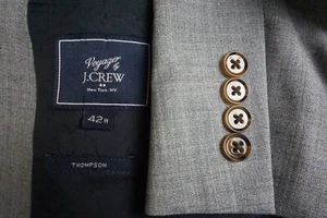 J. Crew Thompson Voyager Gray Light 100% Wool 2 Pc Suit Jacket Pants Sz 42R - Picture 1 of 12