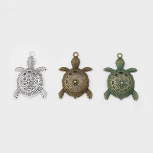 3PCS Large 3Colors Tortoise Turtle Charm Pendant for DIY Necklace Finding Making - Picture 1 of 8