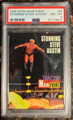 1995 WCW Main Event #29 Steve Austin RC Rookie PSA 8 NM-MT Wrestling Card - Image 1 of 2