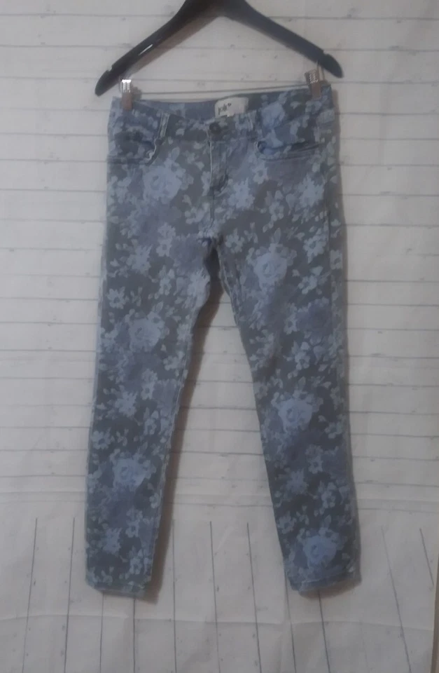 Junior's Jolt Blue Floral Low Rise Skinny Jeans, Size 9 - Image 1 of 4