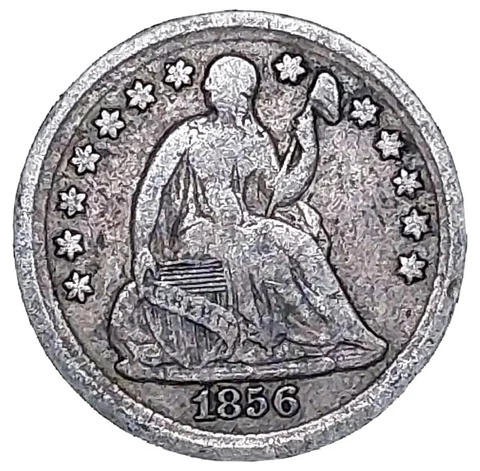 1856 Seated Liberty Half Dime (5) Cents ~ VG-F Cover