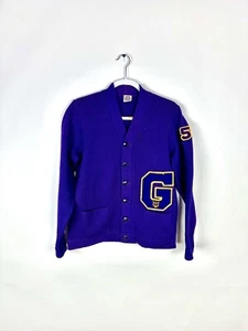 Vintage 50s Nelson Knitting Mills Co Varsity Sweater Purple G True Vintage - Picture 1 of 10