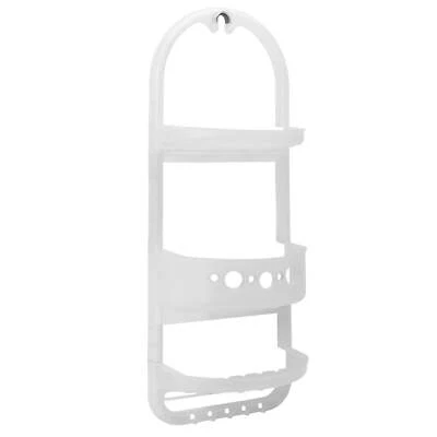 Mainstays Large over the Shower Caddy, 2 Shelves, 1 Deep Basket, Frosty Finish - Image 1 of 4