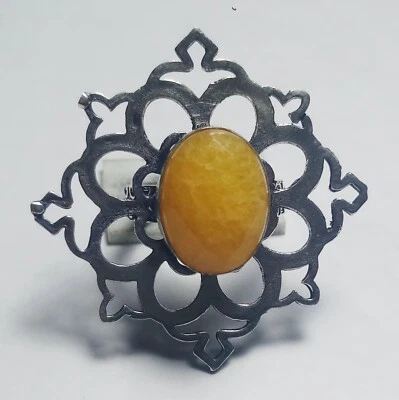 Hydro Orange Onyx Oval Shape Gemstone Handmade Ring Jewelry Ring Size 8 Inches - Image 1 of 3