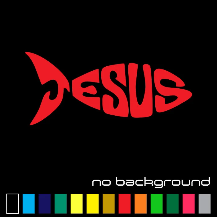 Calcomanía de vinilo pegatina de pez Jesús - religión cristiana cruz Dios pared ventana coche Foto 1 de 1