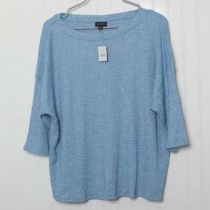 J Jill Wearever Collection Blue Boat Neck 3/4 Sleeve Ribbed Rayon Top NWT XLP - Picture 1 of 9