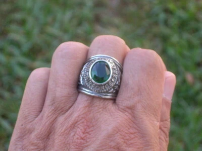 Stainless Steel United States Air Force Military Green Synthetic Men Ring 7-15 - Image 1 of 4