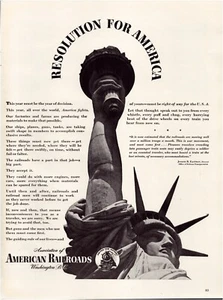 Druckanzeige 1943 American Railroad Statue Liberty 1943 WW2 Seite 10,5"x13,5" - Bild 1 von 1