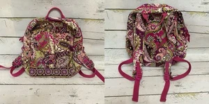 Vera Bradley Very Berry Backpack Pink Purple Paisley RETIRED Water Bottle Pocket - Picture 1 of 11