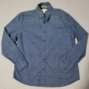John Bartlett Consensus Mens XL Long Sleeve Button Up Shirt Blue White Polka Dot - Picture 1 of 9