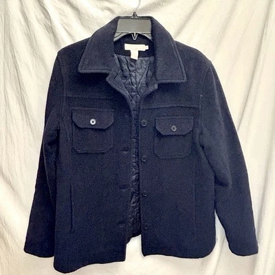 J.Crew Wool Blend Shirt Jacket Mens Small Navy Quilted Lined CPO Overshirt - Image 1 of 4