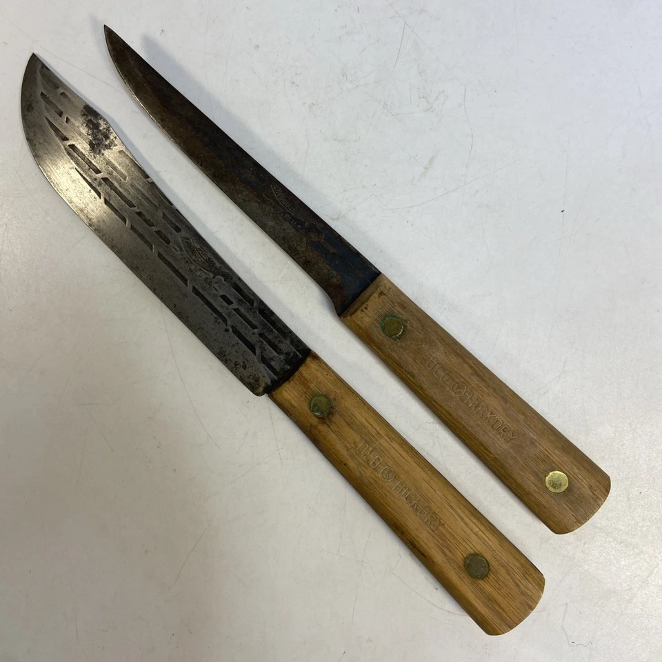 Lot 2 Vintage Old Hickory Ontario Knife Co 7" Butcher 6" Boning Kitchen Butcher - Image 1 of 4