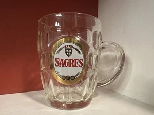 Sagres Beer - original Beer Glass Mug Cerveja Sagres  Portugal SCC brewery Thick - Picture 1 of 4