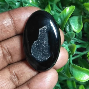 Onyx Druzy Natural Black Onyx Druzy Cabochon Loose Gemstone Agate 75ct. ME-13763 - Picture 1 of 3