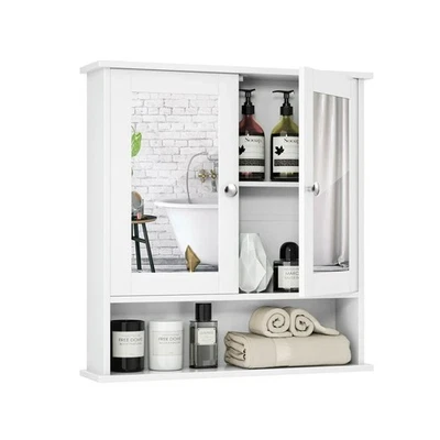 Bathroom Wall Mount Medicine Cabinet Storage Cabinet with 2 Mirror Door 3 Shelf - Image 1 of 4
