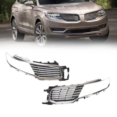 Fits Lincoln MKX 2016-2018 Front Upper Grille Insert Left+Right Chrome Black Foto 1 de 4