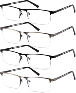Paquete de 4 gafas de lectura para hombre, 1,5 gafas de lectura con bloqueo de luz azul para hombre de metal - Imagen 1 de 12