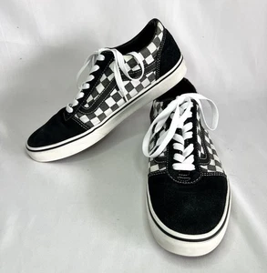 Vans Old Skool Men’s Size 9.5 Women’s 11 Black Suede Checkerboard Tie Low Shoes - Picture 1 of 9